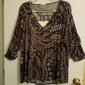 New Maurice's Winter Teal Floral Print Blouse